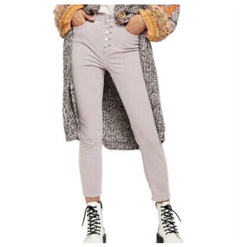 Free People We The Free Sun Chaser Corduroy Pants Purple Button Fly Skinny 27